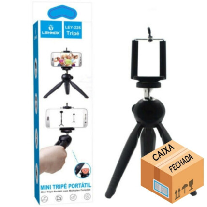 CAIXA FECHADA 200 Unidades Mini Tripé de Mesa Portátil para Celular LEHMOX - LEY-228