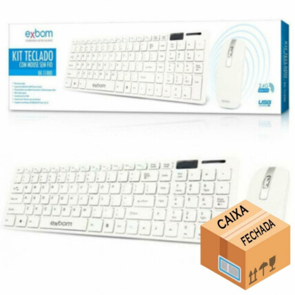 CAIXA FECHADA 30 Unidades Teclado e Mouse Sem Fio 2.4GHZ EXBOM - BK-S1000