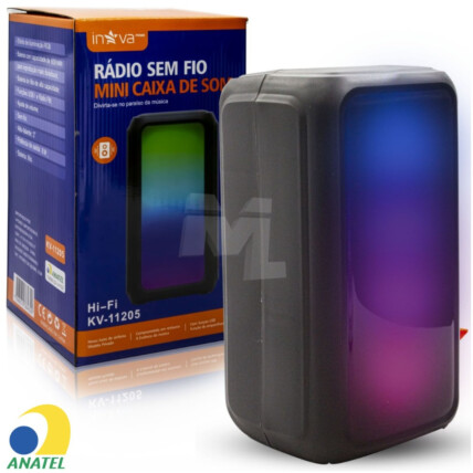 Caixa de Som Bluetooth Portátil com Led INOVA - KV-11205