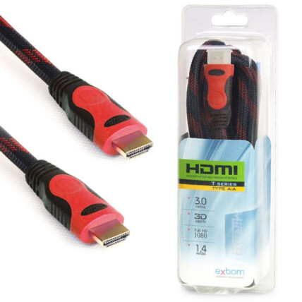 Cabo Hdmi 3 Metros Versão 1.4 Com Malha e Filtro EXBOM - CBX-H30CM