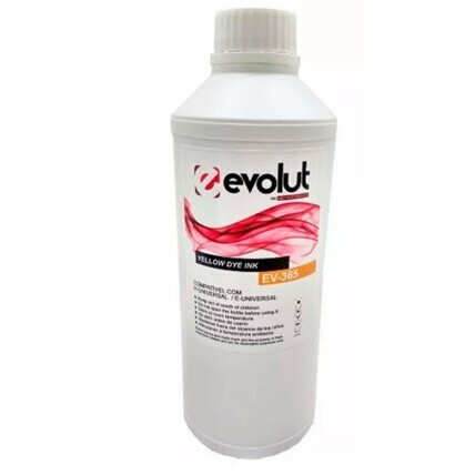 Refil Tinta Universal Amarela para HP/Epson Garrafa 1 Litro EVOLUT - EV365 1L AMARELA