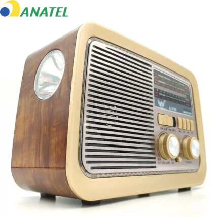 Rádio FM/AM Retrô Estilo Antigo Bivolt Usb Aux P2 com Lanterna KAPBOM - KA-3188 