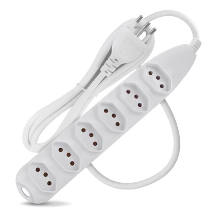 Extensão Elétrica 6 Tomadas Bivolt 10A Cabo de 3 Metros KNUP - SL7006 3M