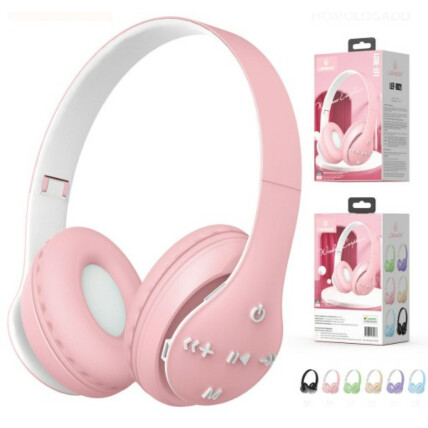 Fone Headset Bluetooth sem Fio FM/SD/P2 Colorido LEHMOX - LEF-1021