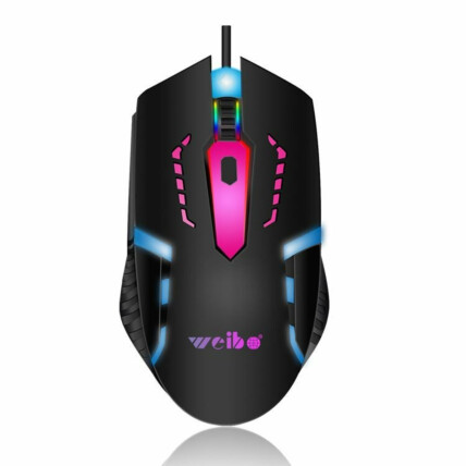 Mouse Óptico USB RGB 3200dpi 4 Botões Preto Weibo - M39