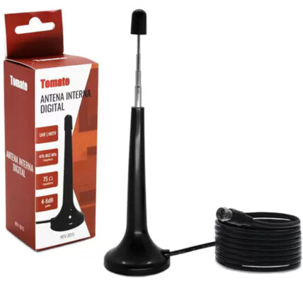 Antena Interna Digital para TV UHF/HDTV Cabo 3 Metros Tomate - MTV-3015