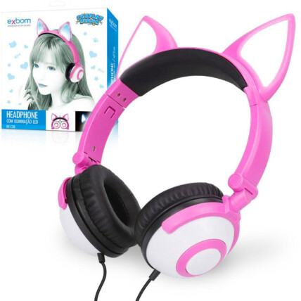 Headphone Fox Cosplay com Pisca de Led para Jogos e Musica Exbom 03058 - HF-C30