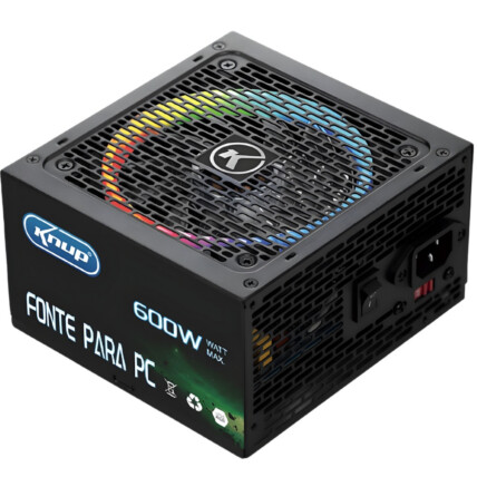 Fonte de Alimentação ATX 600W Bivolt Manual com Led RGB - KP-535RGB
