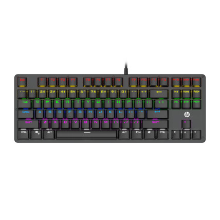 Teclado Gamer Mecânico HP TKL com Led RGB Rainbow Preto - GK200 TKL