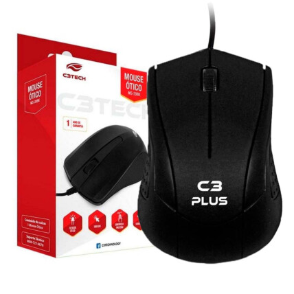 Mouse com Fio Usb C3Tech 1000 dpi Preto - MS-27BK