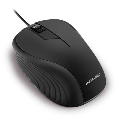 Mouse Óptico Multilaser Emborrachado com Fio Usb 1200dpi Preto - MO222