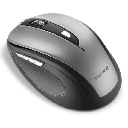Mouse Sem Fio Multilaser Comfort 2.4ghz Usb 6 Botões Cinza/Preto - MO238