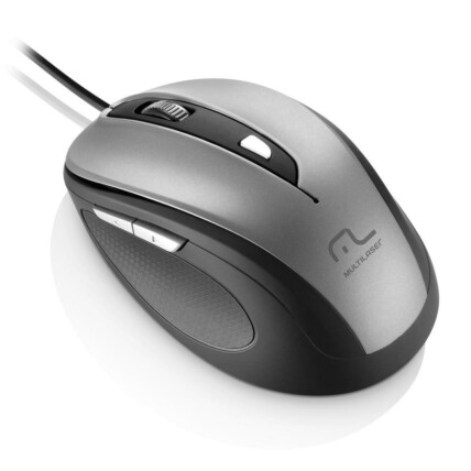 Mouse com Fio Multilaser Comfort Usb 6 Botões Cinza/Preto - MO242