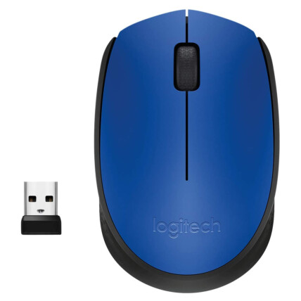Mouse Sem Fio Logitech Ambidestro Usb 1000 dpi Azul - M170