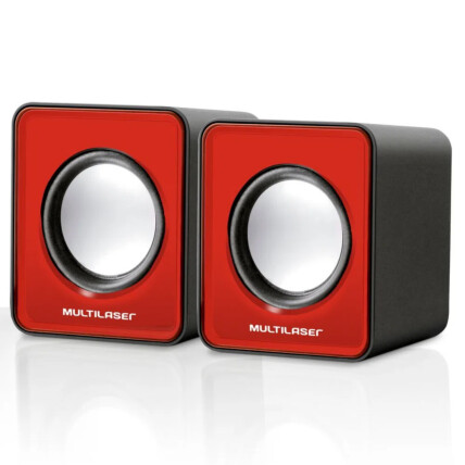 Caixa de Som Multilaser Mini 2.0 3W Usb para Computador e Notebook - Vermelho - SP197