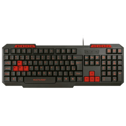 Teclado Gamer Multilaser com Hotkeys Multimídia Slim Preto/Vermelho - TC242