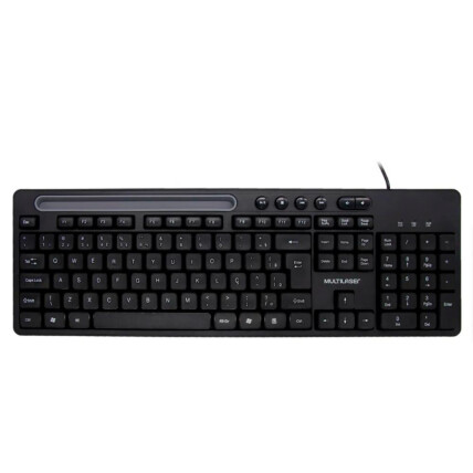 Teclado Multilaser Multimídia Office Usb Preto Com Apoio para Smartphone - TC262