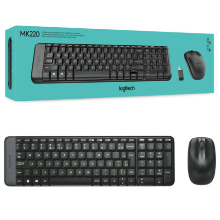 Kit Teclado e mouse sem Fio Logitech Compacto Preto - MK220