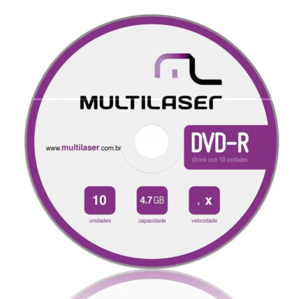 Mídia DVD-R Multilaser 4.7GB 8x 10 unidades Shrink - DV038