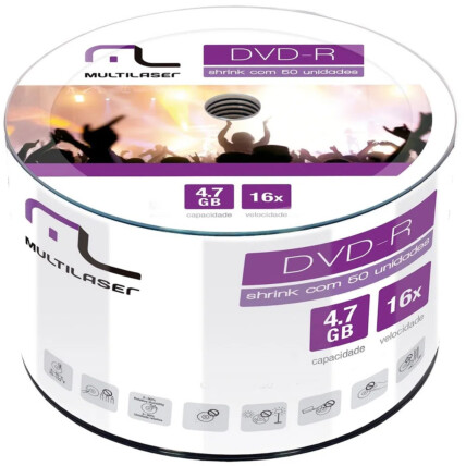 Mídia DVD-R Multilaser 4.7GB 16x 50 unidades Shrink - DV061