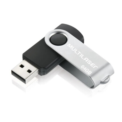 Pen Drive Multilaser Twist 64GB USB 2.0 Preto - PD590