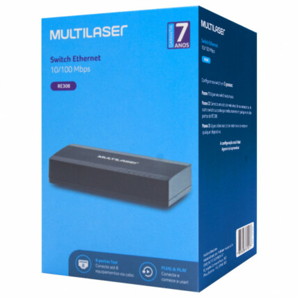 Switch Mini 8 Portas Multilaser Soho 100mbps - RE308