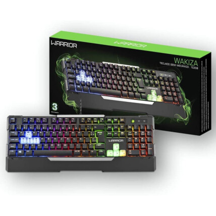 Teclado Gamer Semi Mecânico Warrior Wakiza Usb Led Rainbow - TC208