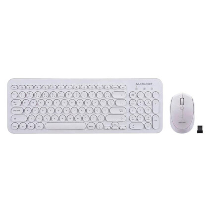 Kit Teclado e Mouse Multilaser Sem Fio 2.4 Ghz Multimídia Branco - TC232