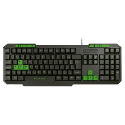 Teclado Gamer Multilaser Multimídia Slim C/ Hotkeys Verde - TC243