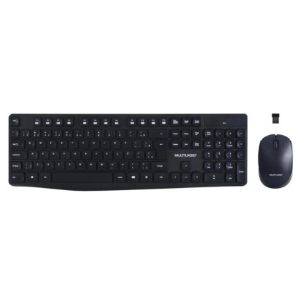 Kit Teclado e Mouse Sem Fio Multilaser Usb 2.4GHZ ABNT2 Preto - TC244