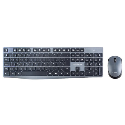 Teclado e Mouse Sem Fio Multilaser USB 2.4GHZ Preto e Cinza USB - TC245