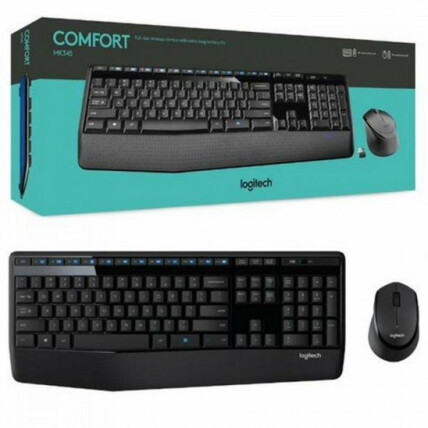 Kit Teclado e Mouse sem fio Logitech ABNT2 Preto - MK345