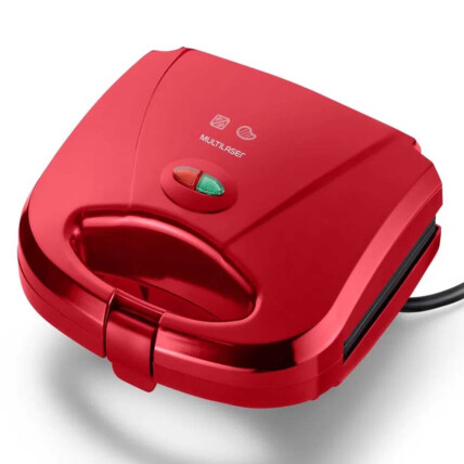 Sanduicheira Minigrill Gourmet Multilaser 127V 750W Chapa Dupla Antiaderente Vermelha - CE148 
