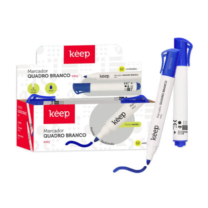Pincel Marcador de Quadro Branco Easy Azul Caixa c/ 12un Multilaser Keep - MR007