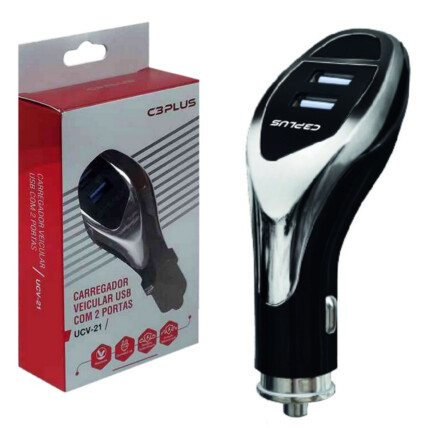 Carregador Veicular com 2 USB 2A Quick Charge 3.0 C3Tech - UCV-21SI 