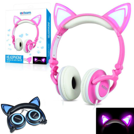 Headphone Orelhas de Gato P2 com Led Exbom HF-C22