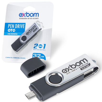 Pendrive 32G 2 em 1 com OTG V8 e USB Exbom - STGD-OTGV832GA
