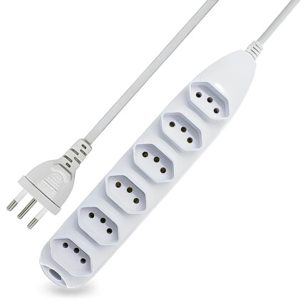 Extensão Elétrica 6 Tomadas Bivolt 10A Cabo de 3 Metros KNUP - SL7006 3M