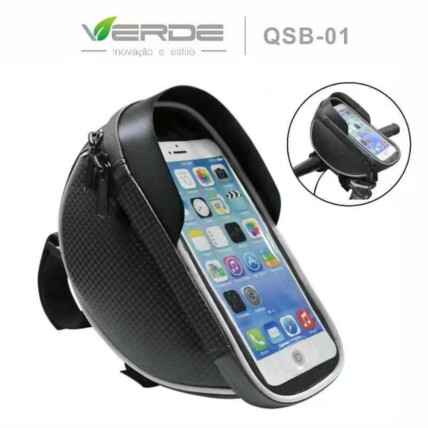 Suporte Estojo Para Celular Fixação em Bicicletas Quadro Verde - QSB-01 / LMK-011