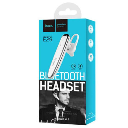 Fone de Ouvido Bluetooth 4.2 Headset Unilateral Branco com microfone Hoco - E29
