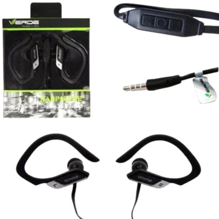Fone de Ouvido com Fio Esportivo Plug P2 3,5mm Earphones Verde - EJ-013