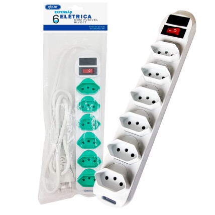 Filtro de Linha Extensão 6 tomadas Bivolt KNUP - SL7636