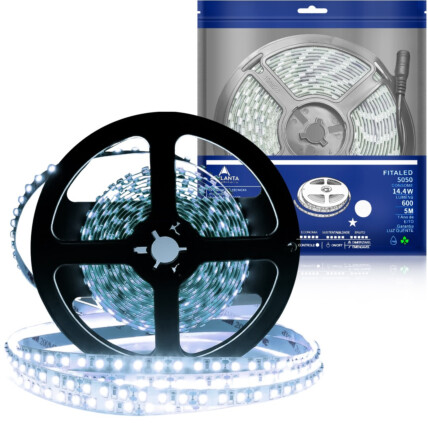 Fita de Led 5050 60 Leds IP65 5 Metros Branco Frio 6500K - 5050-BF