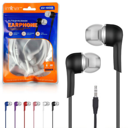 FONE DE OUVIDO COM FIO EARPHONE COLORIDO INOVA - FON-10048