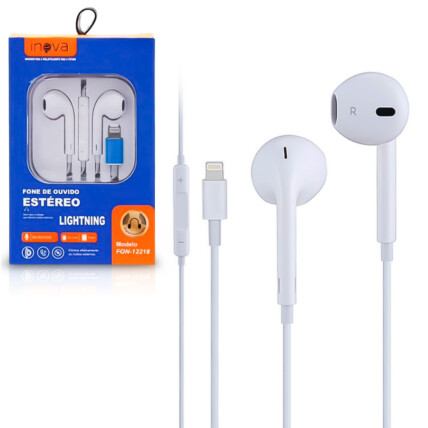 Fone de Ouvido com Microfone Iphone Conexão Lightning Inova - FON-12218