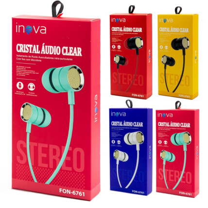 Fone de Ouvido com Fio Colorido INOVA - FON-6761
