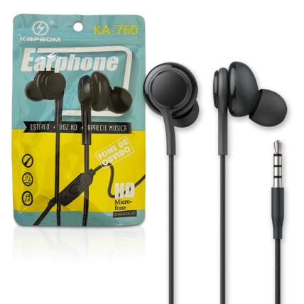Fone de Ouvido com Fio e Microfone KAPBOM - KA-760