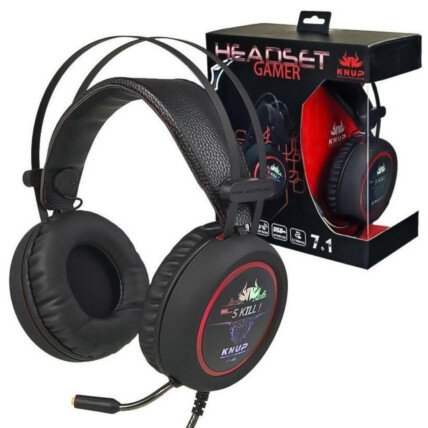 Headset Gamer 7.1 com Microfone e Led KNUP - KP-401