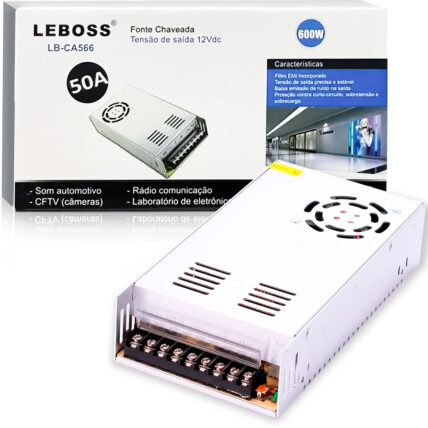 Fonte Chaveada 12V 50A 600W Bivolt LEBOSS - LB-CA566