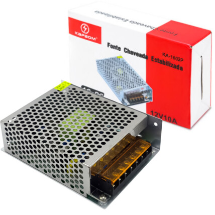 Fonte Chaveada Estabilizada para CFTV 12V 10A KAPBOM - KA-1602P